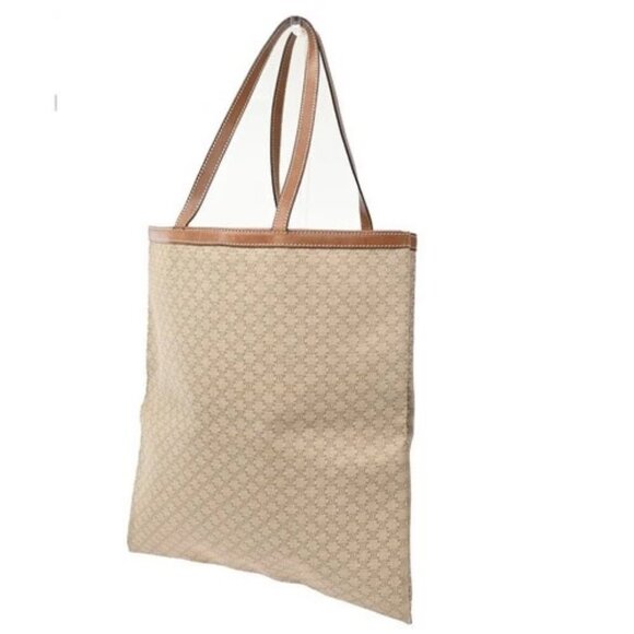 CELINE Logo Macadam Shoulder Tote Bag PVC Canvas Leather Begie Italy 66CA530 - Picture 4 of 15